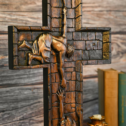 Savior Jesus Cross - Carved from Natural Wood