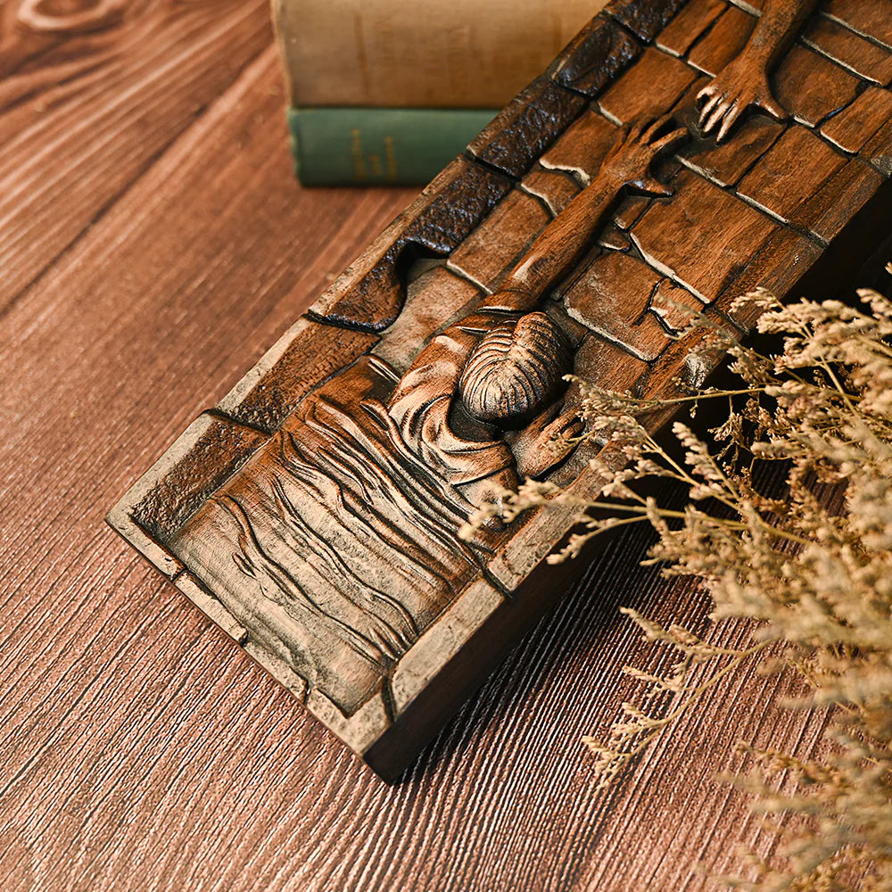 Savior Jesus Cross - Carved from Natural Wood